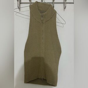 Open back turtle neck knit top